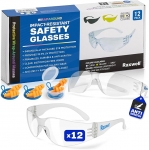 רק 9.9$/31 ש״ח (משלוח חינם בהגעה לסכום כולל של 49$ ומעלה) לסט של 12 משקפי מגן שקופים מבית Raxwell עם תקן ANSI, עמידים לשריטות, קלים ונוחים לשימוש יומיומי!!