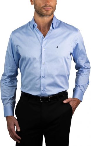 רק 34.9$/114 ש״ח (משלוח חינם בהגעה לסכום כולל של 49$ ומעלה) לחולצת כפתורים לגבר מבית Nautica בגזרת Slim Fit עם בד כותנה נושם ונטול קמטים!!