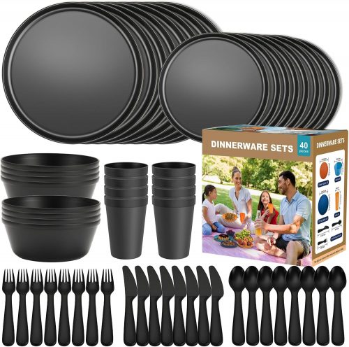 רק 29.9$/97 ש״ח (משלוח חינם בהגעה לסכום כולל של 49$ ומעלה) לסט קמפינג מושלם עם 40 חלקים לשמונה סועדים – קל, עמיד, מתאים למיקרוגל ולמדיח, מושלם לקמפינג, קראוון או פיקניק!!