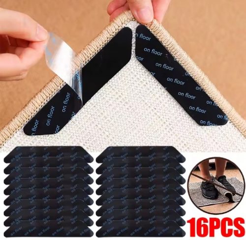 רק 2.3$/7 ש״ח לסט של 8 מדבקות דו־צדדיות לשטיחים – למניעת החלקה, מתקפלות וניתנות לשטיפה לשימוש חוזר!!