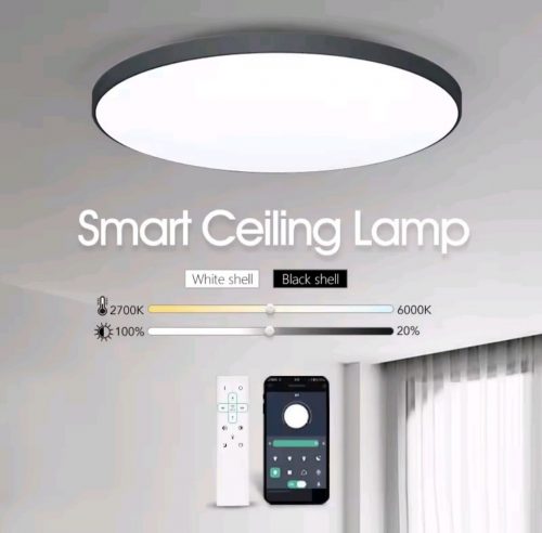 רק 13.6$/45 ש״ח למנורת תקרה חכמה בעיצוב מודרני בהספק ‎36W‎ או ‎50W‎ – נשלטת משלט ואפליקציה, עם שליטה בעוצמת ובהירות האור!!