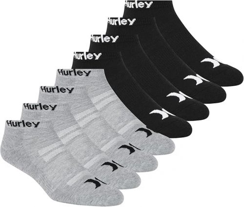 רק 16.3$/53 ש״ח (משלוח חינם בהגעה לסכום כולל של 49$ ומעלה) לסט של 8 זוגות גרביים לגברים מבית HURLEY עם ריפוד ספורטיבי, תמיכה בקשת, בד מנדף לחות וגזרה נמוכה נוחה במיוחד!!