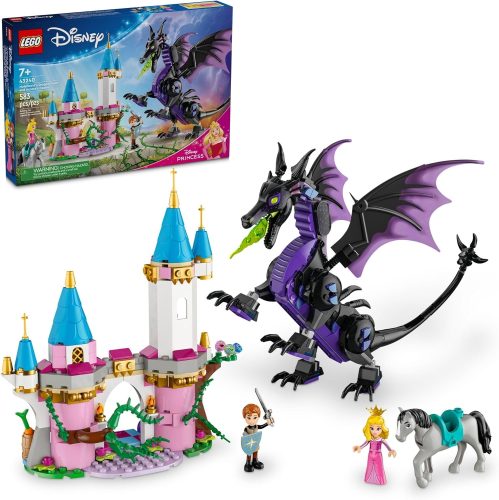 רק 53$/164 ש"ח מחיר סופי כולל הכל עד דלת הבית לסט LEGO Disney 43240 דרקון מליפיסנט עם 583 חלקים ושתי דמויות מהסרט היפהפייה הנרדמת!!