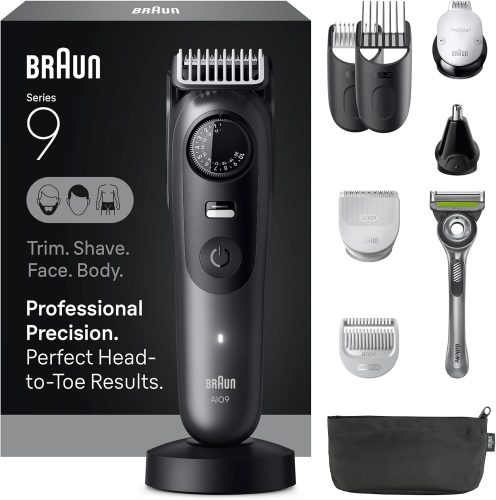 רק 94.9$/294 ש״ח מחיר סופי כולל הכל עד דלת הבית למכונת תספורת ועיצוב Braun Series 9 AIO9535 עם 40 דרגות אורך, מצב PowerBoost וסוללה חזקה עד 120 דקות עבודה אלחוטית!!