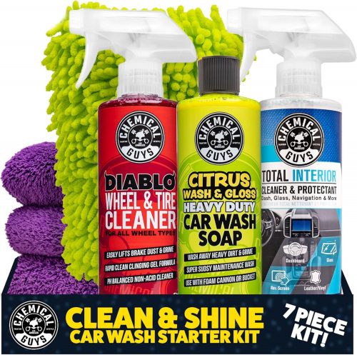 רק 39.9$/130 ש״ח (משלוח חינם בהגעה לסכום כולל של 49$ ומעלה) לערכת הניקוי האולטימטיבית לרכב מבית Chemical Guys – 7 חלקים לשטיפה פנימית וחיצונית, כולל סבון, מנקה ג׳נטים, פנים וכפפת שטיפה!!