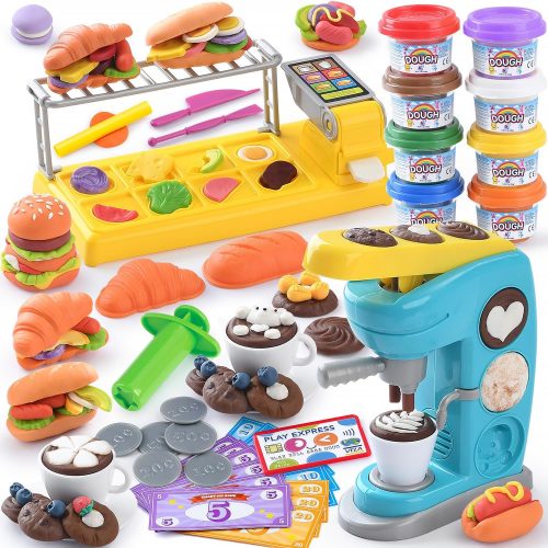 רק 20.5$/67 ש״ח (משלוח חינם בהגעה לסכום כולל של 49$ ומעלה) לסט בצק צבעוני “בית קפה” עם מכונת קפה, 8 קופסאות בצק וכלי יצירה מבית PLAY!!