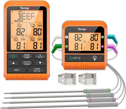 רק 49.9$/154 ש״ח מחיר סופי כולל הכל עד דלת הבית למדחום בשר אלחוטי TempPro TP829 עם 4 חיישנים וטווח קליטה ארוך במיוחד עד כ 305 מטר!!