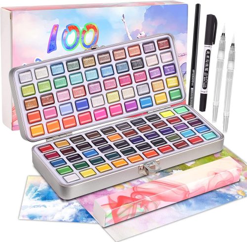 חצי מחיר!! רק 72 ש"ח (משלוח חינם בהגעה לסכום כולל של 49$ ומעלה) לערכה של צבעי מים עם 100 חלקים סה"כ!!