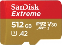 רק 71.99$\225 ש"ח מחיר סופי כולל הכל עד דלת הבית לכרטיס הזכרון העמיד הנהדר SanDisk 512GB Extreme microSD!! בארץ המחיר שלו 693 ש"ח!!