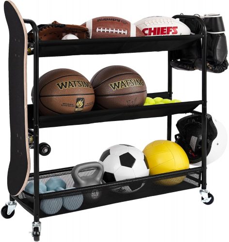 רק 29.9$\105 ש"ח (משלוח חינם בהגעה לסכום כולל של 49$ ומעלה) למתקן אחסון על גלגלים לציוד ספורט, כדורים, קסדות, משקולות ועוד!!