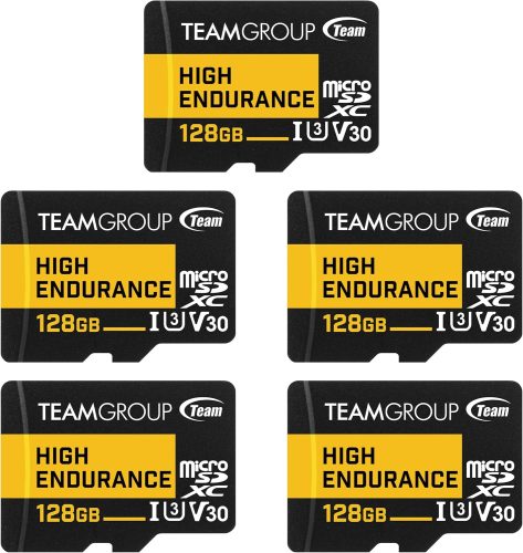רק 74.9$/237 ש״ח מחיר סופי כולל הכל עד דלת הבית ל־5 כרטיסי זיכרון עמידים TEAMGROUP High Endurance בנפח 128GB – מושלם למצלמות אבטחה ורכב!!