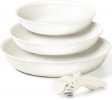 רק 24.9$/81 ש״ח (משלוח חינם בהגעה לסכום כולל של 49$ ומעלה) לסט 3 מחבתות Non-Stick מבית MICHELANGELO עם ידית נשלפת, ציפוי גרניט לבן ובריאות בצלחת – גם לאינדוקציה!!