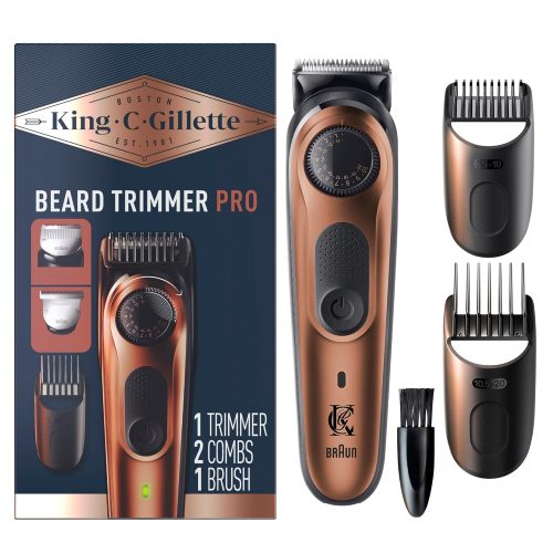 רק 49.9$/164 ש״ח מחיר סופי כולל הכל עד דלת הבית לקוצץ זקן King C. Gillette Beard Trimmer PRO עם גלגלת מדויקת, סוללה ל־45 ימים, להב מתכת חד ועיצוב אלחוטי מקצועי!!