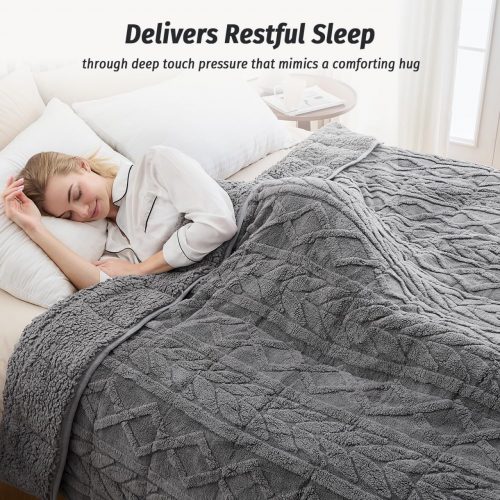 רק 55.6$/182 ש״ח מחיר סופי כולל הכל עד דלת הבית לשמיכה כבדה זוגית Wemore במשקל 6.8 ק״ג עם פליז Sherpa רך ונעים במיוחד!!