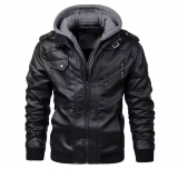 רק 21.4$/70 ש״ח לג׳קט עור לגברים עם קפוצ׳ון פנימי מבית KB – עיצוב אופנתי ונוחות מושלמת לחורף!!