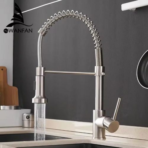 רק 54.82$/179 ש״ח לברז המטבח הקפיצי הנשלף בגימור נירוסטה מוברשת – שתי זרימות לשטיפה יסודית, סיבוב 360° ונוכחות יוקרתית שמרימה כל מטבח!!