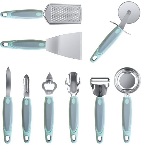 רק 9.9$/31 ש״ח (משלוח חינם בהגעה לסכום כולל של 49$ ומעלה) לסט של 9 גאדג'טים למטבח HIFIND עם נירוסטה איכותית, ידיות נוחות, עיצוב ארגונומי ושימוש יומיומי!!