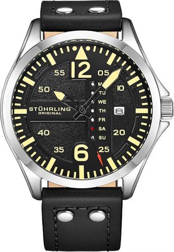 רק 59.9$/199 ש"ח מחיר סופי כולל הכל עד דלת הבית לשעון טייסים יפהפה מבית Stuhrling עם רצועת עור!!