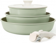 רק 29.9$/97 ש״ח (משלוח חינם בהגעה לסכום כולל של 49$ ומעלה) לסט סירים ומחבתות קרמי של KIKCOIN עם ידית נשלפת – פתרון חכם, בריא ונוח במיוחד למטבח המודרני!!