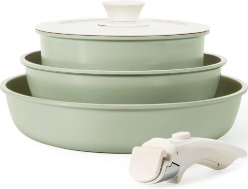 רק 29.9$/97 ש״ח (משלוח חינם בהגעה לסכום כולל של 49$ ומעלה) לסט סירים ומחבתות קרמי של KIKCOIN עם ידית נשלפת – פתרון חכם, בריא ונוח במיוחד למטבח המודרני!!