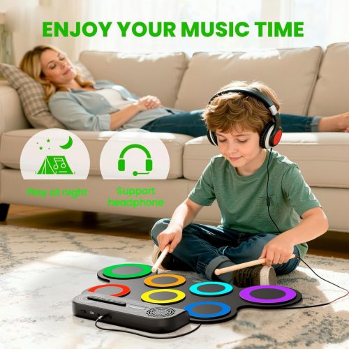 רק 37.9$/123 ש״ח (משלוח חינם בהגעה לסכום כולל של 49$ ומעלה) לסט תופים חשמליים לילדים VerkTop עם רמקול מובנה, פד נייד, מקלות, סוללה עוצמתית וניידות מלאה!!