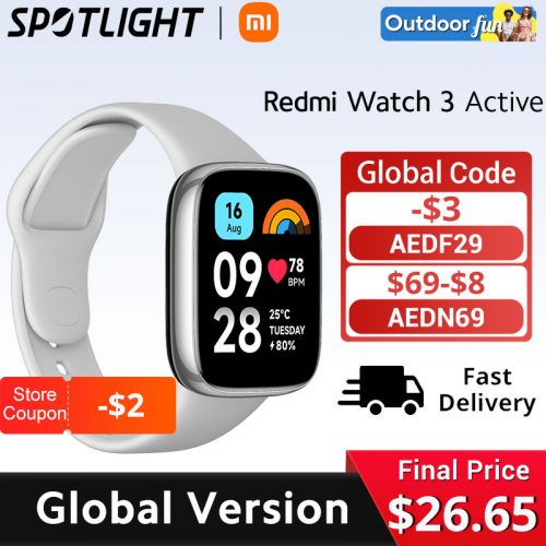 רק 26.7$\99 ש״ח לשעון החכם הנהדר מבית שיאומי Xiaomi Redmi Watch 3 Active!! בארץ המחיר שלו 229 ש״ח!!