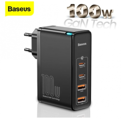 רק 22.4$/73 ש״ח למטען קיר מהיר מבית Baseus בטכנולוגיית GaN עם הספק אדיר של 100W, 4 יציאות USB ו־USB-C, תמיכה ב־PD וב־Quick Charge 4.0, וכבל טעינה מהיר כלול!!