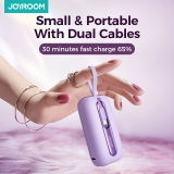 רק 22.5$/85 ש״ח לסוללת גיבוי Joyroom Mini 22.5W 10000mAh PD QC3.0 עם זוג כבלים משולבים!! רק 31.1$/120 ש״ח לגרסת ה 20000mAh!!