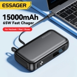 רק 25$/92 ש״ח עם הקופון SS4 לסוללת גיבוי / מטען נייד Essager 15000mAh עם טעינה מהירה 65W PD וכבל USB-C משולב!!