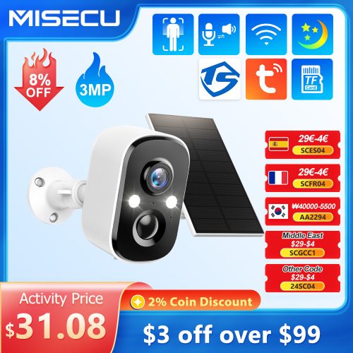 רק 27.9$\106 ש״ח עם הקופון AECD03 למצלמת אבטחה אלחוטית סולארית סופר משתלמת מבית MISECU!!