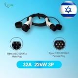 רק 72.65$/324 ש״ח לכבל טעינה איכותי לרכב החשמלי מסוג Type-2 בהספק 22kW מבית fitmph עם עמידות גבוהה ושקע 32A!! בארץ המחיר 600 ש״ח!!