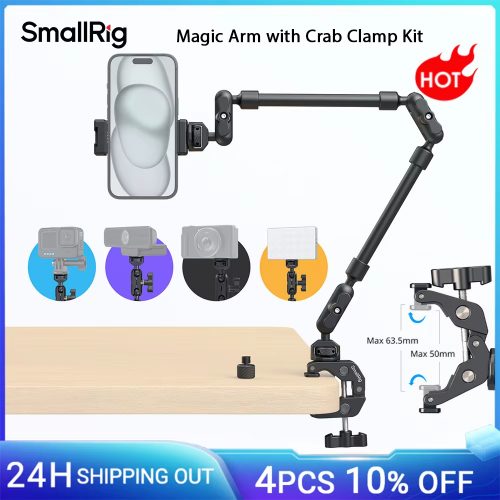 רק 24.5$/80 ש״ח לזרוע קסם מתכווננת מבית SmallRig עם מחזיק סרטן חזק לשולחן – מושלם לצילום, סטרימינג ועבודה מהבית!!