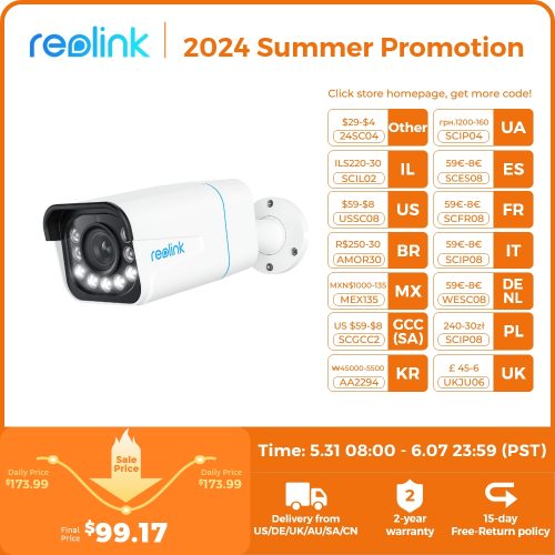רק 69$\255 ש״ח עם הקופון BTSIL3 למצלמת האבטחה הנהדרת Reolink Smart 4K 8MP PoE 5X Zoom RLC-811A משולבת תאורה!! בארץ המחיר 750 ש״ח!!