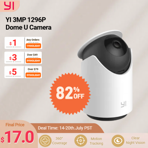 רק 17$\61 ש״ח עם הקופון 1YIHOLIDAY למצלמת אבטחה 360 מבית YI עם זיהוי עצמים ואנשים באמצעות AI, ראיית לילה, אודיו דו כיווני, גיבוי לענן ועוד!!