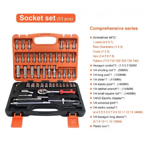 לחטוף!! מחיר מתנה!! רק 4.1$\15 ש"ח לסט כלים לרכב (ובכלל) עם ראצ’ט, בוקסות, מברג וביטים!!