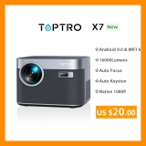 רק 167$/613 ש״ח עם הקופון 24AN20 למקרן איכותי TOPTRO X7 1080P עם פוקוס ו Keystone אוטומטיים!!