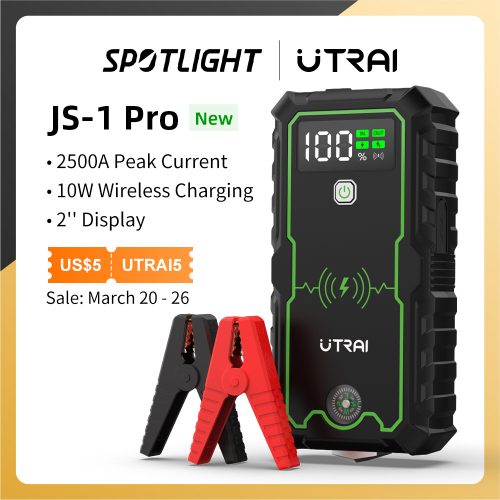 רק 59.5$/195 ש״ח לבוסטר התנעה עוצמתי לרכב UTRAI JS1-PRO עם סוללה חזקה, פנס חירום ויכולת לשמש גם כ-Power Bank!! בארץ המחיר 550 ש״ח!!