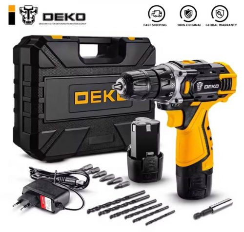 רק 30.7$/99 ש״ח לסט מקדחה חשמלית נטענת DEKO 20V עם סוללת ליתיום, ידית נוחה, עוצמה מרשימה ותאורת LED לעבודה מדויקת גם בחושך!!