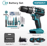 רק 67.5$/213 ש״ח לערכת מקדחה ומברגה אלחוטית YOFIDRA עם מומנט אדיר של 60Nm, אביזרים מלאים וארגז כלים – פתרון מושלם לבית ול-DIY!!