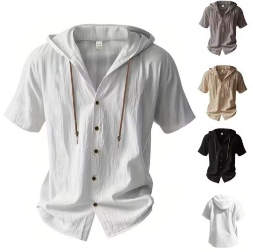 רק 8.1$/25 ש״ח לחולצת קיץ לגברים עם קפוצ׳ון מבד כותנה ופשתן קליל ונושם בעיצוב קז'ואל נוח שמתאים ליום יום ולמזג אוויר חם!!