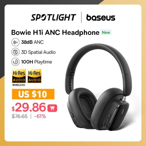 רק 14.6$/47 ש״ח לאוזניות הקשת האלחוטיות מבית Baseus דגם Bowie H1i עם סינון רעשים אקטיבי ‎ANC‎, שמע Hi-Res וזמן סוללה עצום של עד 100 שעות!!