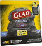 רק 37$/114 ש״ח (משלוח חינם בהגעה לסכום כולל של 49$ ומעלה) למארז 90 שקיות אשפה גדולות Glad ForceFlex בנפח כ-113 ליטר עם שרוך חזק והגנה מנזילות!!