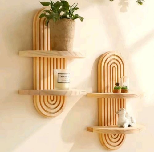 רק 7.4$/25 ש״ח למדף העץ המעוצב לתלייה על הקיר בעיצוב בוהו מודרני לבית!!
