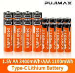 החל מ 9.4$/29 ש״ח לסט סוללות ליתיום נטענות AA/AAA עם טעינת Type-C, קיבולת גבוהה ו־1,500 מחזורי שימוש – אידיאליות לכל הבית!!