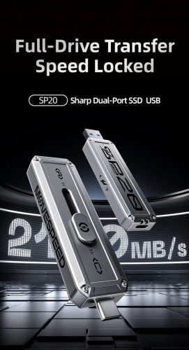 רק 38.9$/107 ש״ח לדיסק און קי מהיר במיוחד MOVESPEED SP20 עם מהירות העברה של עד ‎2100MB/s‎, חיבור כפול USB + Type-C ותמיכה בסמארטפונים!!
