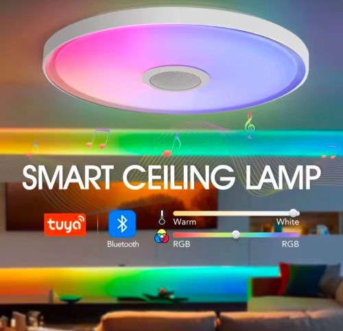 רק 14.2$/44 ש״ח למנורת תקרה חכמה LED עם RGB ורמקול מובנה שמאפשרת שליטה מלאה באווירה בבית דרך אפליקציה ושלט בקלות ובנוחות!!