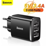 רק 6.8$/21 ש״ח למטען הקיר של Baseus עם 3 יציאות USB וטעינה יציבה – פתרון מושלם לכל המכשירים בבית במטען אחד!!