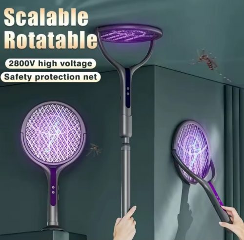 רק 12$/39 ש״ח למחבט יתושים חשמלי 2 ב־1 עם תאורת UV, סוללה נטענת וידית טלסקופית מתכווננת!!