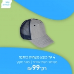 דיל מקומי: רק 99 ש"ח ל 4 יח' כובע מצחיה כותנה אפור מוברש 5 פאנל | צבע לבחירה!!