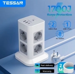 רק 21.1$/69 ש״ח למפצל שולחני חכם מבית TESSAN עם 8 שקעים, 3 יציאות USB, כבל 2 מטר והגנת מתח – פתרון מושלם לעמדת עבודה או עמדת טעינה בבית!!